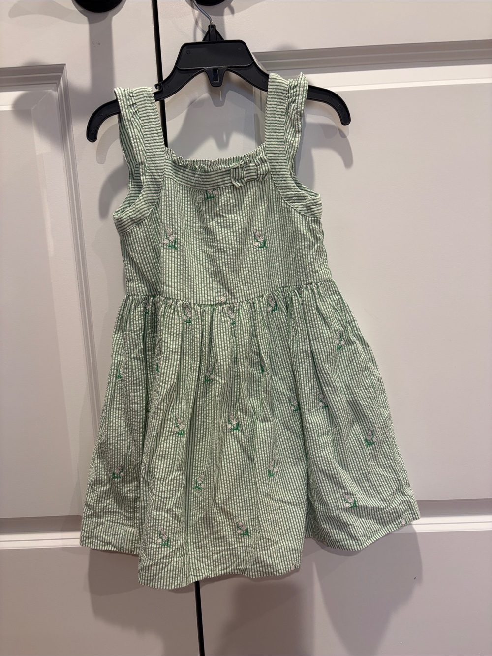 Janie and Jack Green Seersucker Embroidered Sundress size 3T